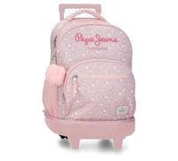 Pepe Jeans MIA Detachable Compact Backpack 2 Wheels Light Pink 32x45x21 cm Polyester 30.2L by Joumma Bags