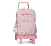 Pepe Jeans MIA Double Compartment School Backpack with Light Pink Trolley 30x40x13 cm Polyester 15.6L by Joumma Bags