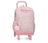 Pepe Jeans MIA Double Compartment School Backpack with Trolley 15.6" Inches Light Pink 32x44x17 cm Polyester 31L by Joumma Bags