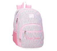 Pepe Jeans MIRI Leisure Backpack Hiking Backpack Polyester Wide Ergonomic Padded Shoulder Straps Multiple Pockets and Compartments Pink By Joumma Bags, pink, Double Backpack