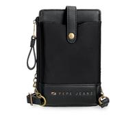 Pepe Jeans Morgan Messenger Bag Mobile Phone case Black 9.5x16.5cm Polyester and PU by Joumma Bags, Black/White, One Size, Shoulder Bag Mobile Phone