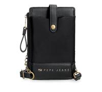 Pepe Jeans Morgan Messenger Bag Mobile Phone case Black 9.5x16.5cm Polyester and PU by Joumma Bags, Black/White, One Size, Shoulder Bag Mobile Phone Case