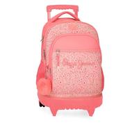 Pepe Jeans Nahid Backpack Compact 2 Wheels Pink 32x43x21cm Polyester by Joumma Bags, Pink, 32x43x21 cms, Compact Backpack 2 Wheels