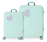 Pepe Jeans Nerea Blue Suitcase Set 55/70 cm Rigid ABS Integrated TSA Closure 116L 7.54 kg 4 Double Wheels Hand Luggage