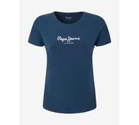 Pepe Jeans New Virginia Slim Short Sleeve T-Shirt Navy Blue White Women - XS