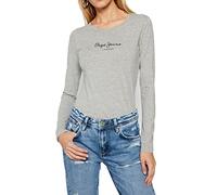 Pepe Jeans New Virginia Women's T-Shirt Slim Fit Long Sleeve Grey (Grey Marl), XXS