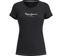 Pepe Jeans New Virginia Women's T-Shirt Slim Fit Short Sleeve Black (Black), XL