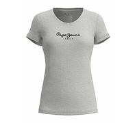 Pepe Jeans T-Shirt New Virginia – Women's Slim Fit Short Sleeve Grey (Grey Marl), M