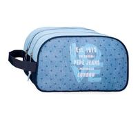 Pepe Jeans Noni Denim Pencil Cases, Shoulder Bags, Blue and Pink, Organize and Carry Pencils and Pens, Various Compartments by Joumma Bags, Blue, One Size, Toiletry Bag