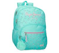 Pepe Jeans Nora Backpack Nora, School, School Backpack, Different Sizes Black and Pink, Polyester and PU, blue, Double Backpack