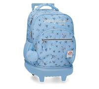 Pepe Jeans Olivia Backpack Compact 2 Wheels Light Blue 32x43x21cm Polyester 29L by Joumma Bags