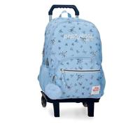 Pepe Jeans Olivia School Backpack Double Compartment with Trolley 10.5 Inches Light Blue 32 x 44 x 22 cm Polyester 30.98L by Joumma Bags