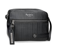 Pepe Jeans Sprig Shoulder Bag Two Compartments Black 24x16x9cm Faux Leather by Joumma Bags, Black/White, One Size, Two Compartment Shoulder Bag