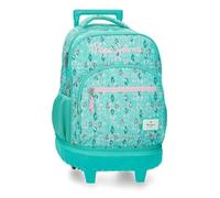 Pepe Jeans Sun Compact 2-Wheel Backpack Turquoise Green 32x43x21 cm Polyester 29L by Joumma Bags