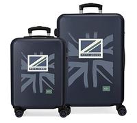 Pepe Jeans Tom Suitcase Set Blue 55/65 cm Hard ABS Side Combination Lock 56 L 7.5 kg 4 Wheels Hand Luggage, Blue, One Size, Suitcase Set