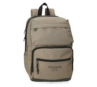 Pepe Jeans Waltford Casual Laptop Backpack 13.3 Inch Beige 25x37x12cm Polyester with Faux Leather Details 9.25L by Joumma Bags