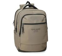 Pepe Jeans Waltford Laptop Backpack 15.6 Inch Beige 30x42x14.5cm Polyester with Faux Leather Details 18,27L by Joumma Bags