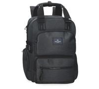 Pepe Jeans Whitton Laptop Backpack 15.6 Inch Black 28x40x16cm Faux Leather and Polyester by Joumma Bags