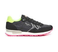 Pepe Jeans Women's Brit Neon W Sneaker, Black (Black), 3 UK
