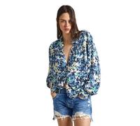 Pepe Jeans Women's Ciria Print Shirt, Blue (Sea Blue), M