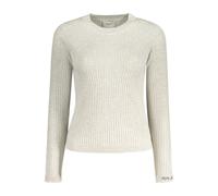 Pepe Jeans Womens Ribbed Knit Slim Fit Sweater - Light Grey Cotton - Size X-Large
