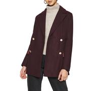 Pepe Jeans Womens Wool Blend Buttoned Coat with Multiple Pockets - Red - Size Large