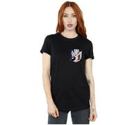 Pepe Le Pew Face Faux Pocket Cotton Boyfriend T-Shirt Looney Tunes Black M