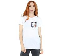 Pepe Le Pew Face Faux Pocket Cotton Boyfriend T-Shirt Looney Tunes White XL