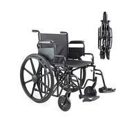 PEPE Mobility Bariatric Wheelchair (22 Inch Wide Seat), Foldable, Supports 500 lbs, Sturdy Steel Frame with Brakes, Folding Armrests and Footrests
