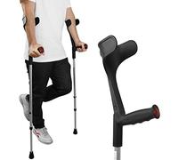 PEPE Mobility - Crutches for Adults Men (x2 Units, Open Cuff), Elbow Crutches for Women, Adjustable Walking, Black - Made in Europe