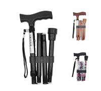 PEPE Mobility Foldable Walking Stick for Women and Men, Adjustable Height, Left Or Right Handed, Non-Slip Rubber Tip, Unisex, Black