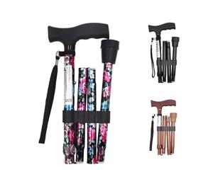 PEPE Mobility Foldable Walking Stick for Women and Men, Adjustable Height, Left Or Right Handed, Non-Slip Rubber Tip, Unisex, Colourful Flowers