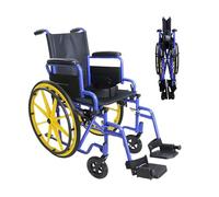 PEPE Mobility Kids Wheelchair Self Propelled, Foldable, Lightweight, Folding Armrest and Footrest, Steel, Yellow