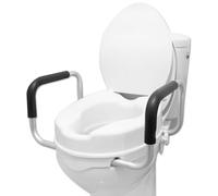 PEPE Mobility Raised Toilet Seat with Handles and Lid 4 Inch (10 cm), Riser for Hip Replacement, Booster Extension Seat, Toilet Aids for Disabled