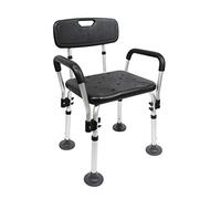 PEPE Mobility Shower Chair to Sit on in Shower, Height Adjustable with Non-Slip Tips, Removable Armrests, Tool-Free Assembly, Safety Bath Seat (Black)