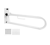 PEPE Mobility Toilet Hand Rail 75 cm / 30 Inch, Foldable Grab Bar with Roll Holder, Flip up Rails, Elderly and Disabled Aids