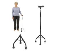 PEPE Mobility Tripod Walking Stick, Adjustable (10 Height Settings), Steel and Aluminium, Non-Slip Ferrules, 840 g (1.85 lb), Black