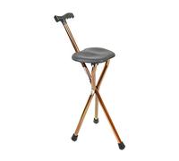PEPE Mobility Walking Stick with Seat (32.5" Height), Foldable Cane Chair for Adults, Men and Women, 3-Leg Seat, Aluminium, Bronze