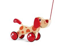 Pepe Pull Along Puppy Wooden Dog Toy Wagging Tail First Steps 12m Plus For P...