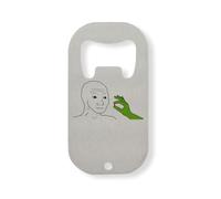 Pepe Redpilling Red Pill Wojak Stainless Steel Bottle Opener Silver