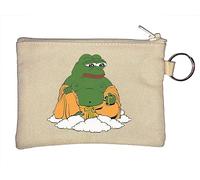 Pepe The Frog Buddha Meditation Meme Key Chain Coin Purse Beige