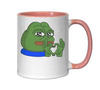 Pepe The Frog Hand Heart Meme Art Ceramic Tea Coffee Mug Pink
