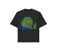 Pepe The Frog Hand Heart Meme Art Unisex Heavyweight Cotton T-Shirt Black XX-Large