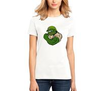 Pepe The Frog Military Soldier T-Shirt, Classic Fit, Pepe The Frog Military Soldier Women's Tees, Blouse, Tops White