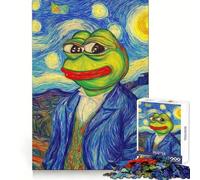 Pepe The Frog Starry Night Parody 1000 Piece Jigsaw Puzzles for Adults Mind Skill Toy Casual Relax Design Assembly Art Collection Piece (38x52cm)