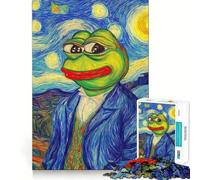 Pepe The Frog Starry Night Parody 1000 Piece Jigsaw Puzzles for Adults Mind Skill Toy Casual Relax Design Assembly Art Collection Piece (38x52cm)