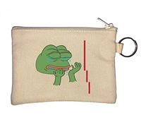 Pepe The Frog Stock Market Crash Crying Key Chain Coin Purse Beige