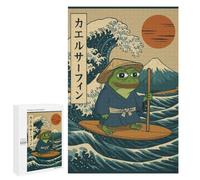 Pepe The Frog Surfing Japan Wave Puzzle for Adults, 1000 PCS, Illustrated Jigsaw Edition, A Focused Activity for Patient Adult Puzzlers