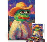 Pepe The Frog Van Gogh Style 1000 Piece Jigsaw Puzzle for Teenagers Logic Toy Group Play Precision Cut Thoughtful Gift (38x52cm)