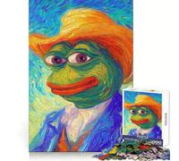 Pepe The Frog Van Gogh Style 1000 Piece Jigsaw Puzzles for Teenagers Jigsaw Recall Build Easy Leisure Neat Cut Santa Wish Gift (50x75cm)
